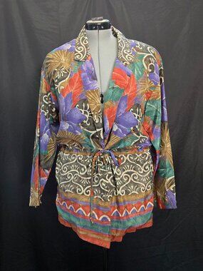 Vintage Campus Casuals of California Floral Boho Blouse Size 11/12 (Modern M)